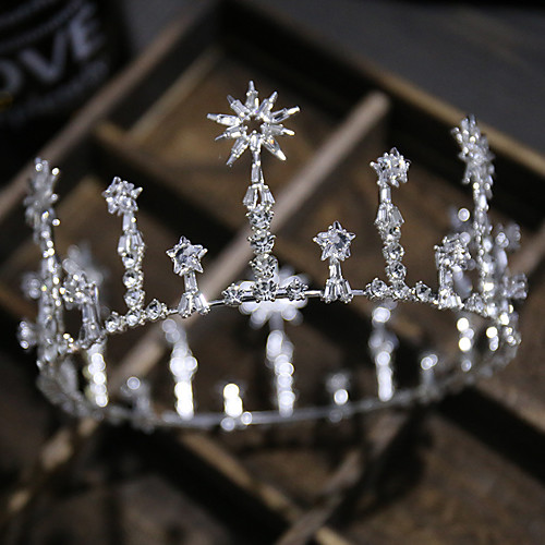 

Women's Tiaras For Wedding Party Evening Prom Festival Pave Alloy Silver 1pc