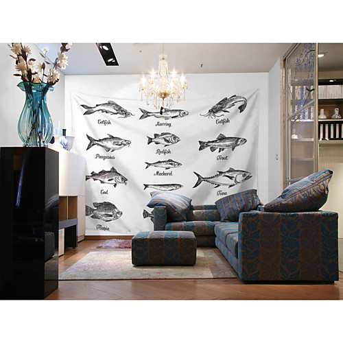 

Custom Tapestry painting fish suitable for bedroom living room Party activities TV background wall decoration Wall Tapestries Decoration