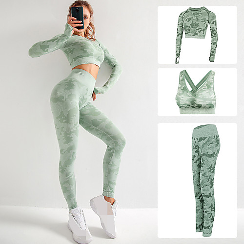 

Women's Cut Out Spandex Workout Set Activewear Set Yoga Suit 3pcs Winter High Rise Running Fitness Jogging Breathable Soft Sportswear Athletic Clothing Set Long Sleeve Activewear High Elasticity