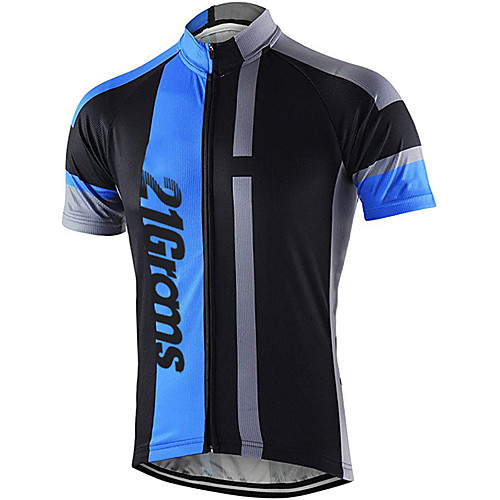 

21Grams Men's Short Sleeve Cycling Jersey 100% Polyester Bule / Black Bike Jersey Top Mountain Bike MTB Road Bike Cycling UV Resistant Breathable Quick Dry Sports Clothing Apparel / Stretchy