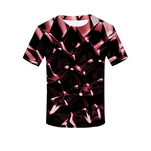 

Men's Daily Going out Basic / Street chic T-shirt - Geometric / 3D / Graphic Wine