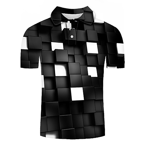 

Men's Plus Size Color Block 3D Polo Basic Exaggerated Daily Going out Shirt Collar Black / Purple / Short Sleeve