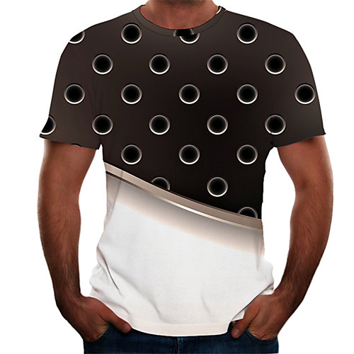 

Men's Daily Basic T-shirt - Color Block / 3D Print Black