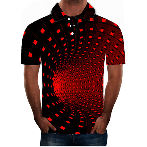

Men's Plus Size Color Block 3D Polo Street chic Exaggerated Daily Going out Shirt Collar Red / Short Sleeve