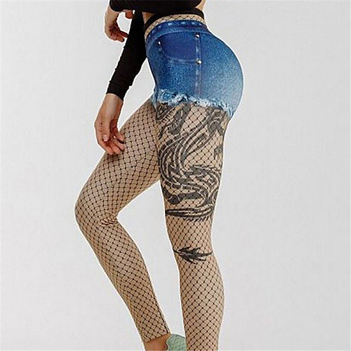 

Women's High Waist Yoga Pants Winter 3D Print Blue Black Running Fitness Gym Workout Leggings Sport Activewear Quick Dry Butt Lift Tummy Control High Elasticity Skinny
