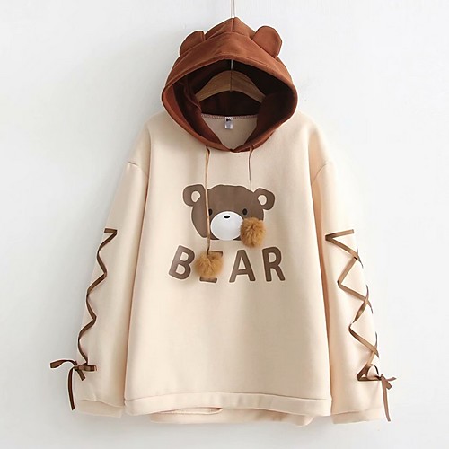 

Women's Basic Hoodie - Cartoon Khaki One-Size