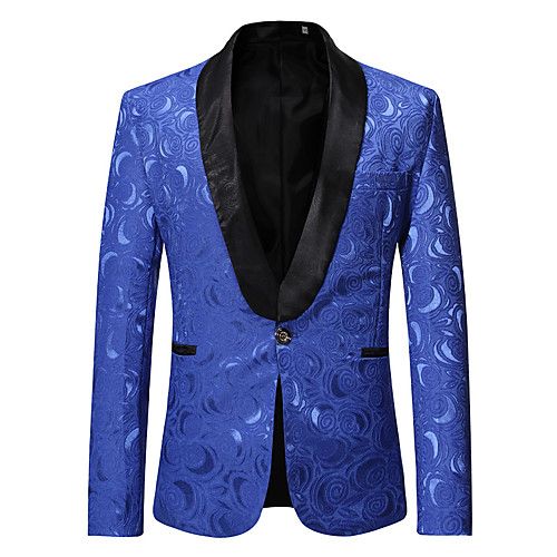 

Men's Blazer Peaked Lapel Polyester Royal Blue / Black