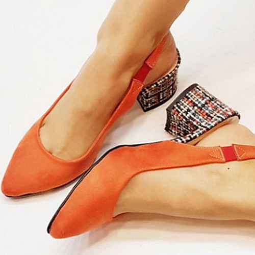 

Women's Sandals Chunky Heel Pointed Toe Faux Fur / PU Summer Yellow / Orange