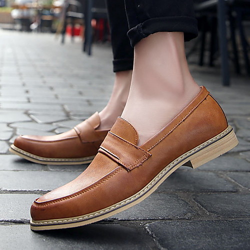 

Men's Faux Leather Spring & Summer Preppy Loafers & Slip-Ons Khaki / White / Brown