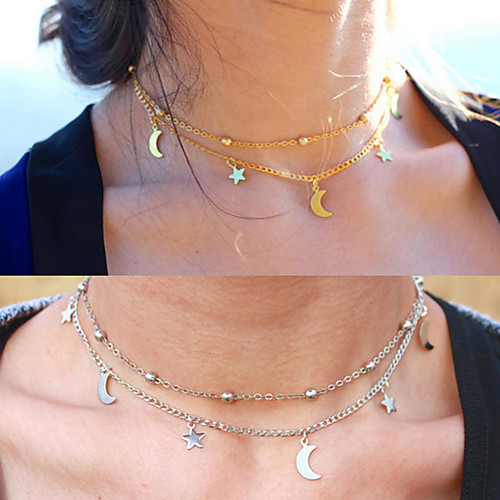 

Women's Pendant Necklace Necklace Friends European Romantic Casual / Sporty Sweet Chrome Gold Silver 20 cm Necklace Jewelry 1pc For Street Festival