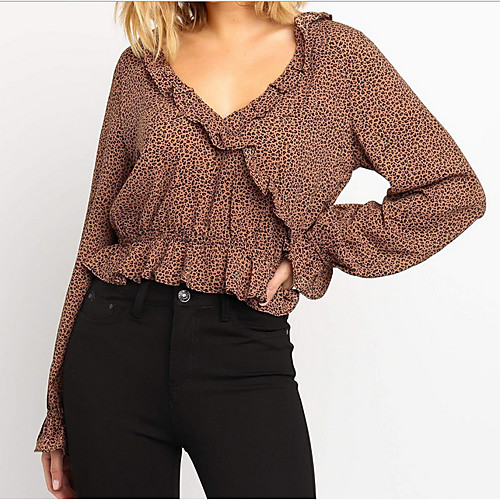

Women's Daily Blouse - Leopard Khaki