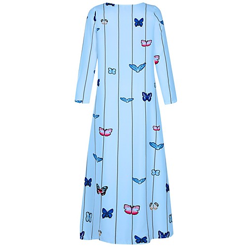 

Women's Maxi Yellow Blushing Pink Dress Swing Print S M Loose