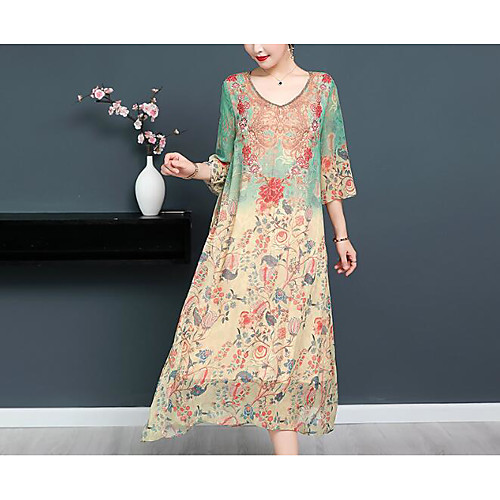 

Women's Blue Dress Swing Print M L
