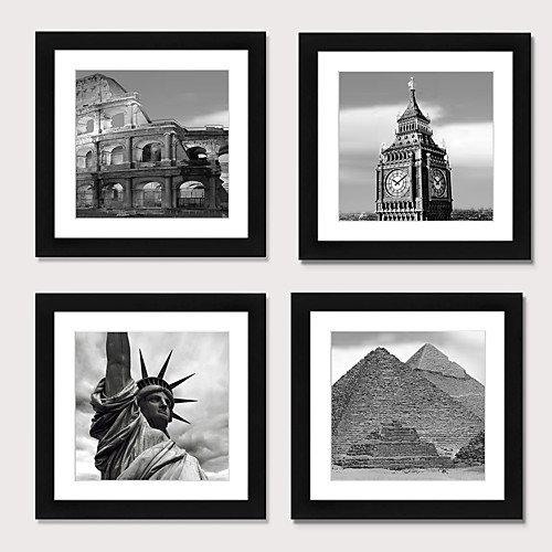 

Framed Art Print Framed Set4 - European And American Style Black And White Architecture Scenic PS Illustration Wall Art