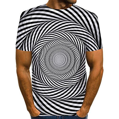 

Men's EU / US Size 3D Graphic T-shirt Basic Daily Round Neck Rainbow / Short Sleeve