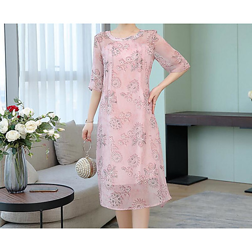 

Women's Blushing Pink Dress A Line Print M L