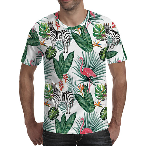 

Men's Holiday Going out Street chic / Exaggerated T-shirt - Geometric / Color Block / 3D Print Rainbow