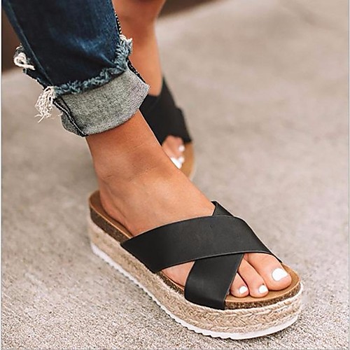 

Women's Sandals Creepers Open Toe PU Summer Dark Brown / Gold / Brown