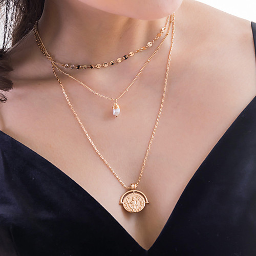 

Women's Pendant Necklace Necklace Layered Necklace Stacking Stackable Lucky Classic Vintage Trendy Fashion Pearl Chrome Gold 60 cm Necklace Jewelry 1pc For Anniversary Street Birthday Party Beach