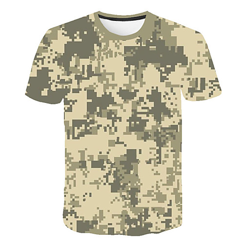 

Men's Daily Sports Basic / Exaggerated T-shirt - Color Block / 3D / Camo / Camouflage Print Rainbow