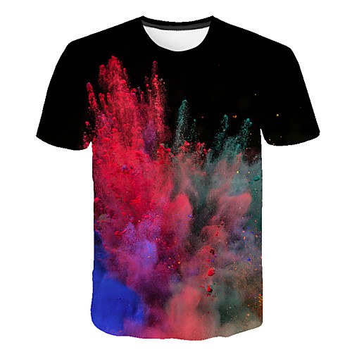 

Men's Daily Sports Street chic / Exaggerated T-shirt - Color Block / 3D / Abstract Print Black