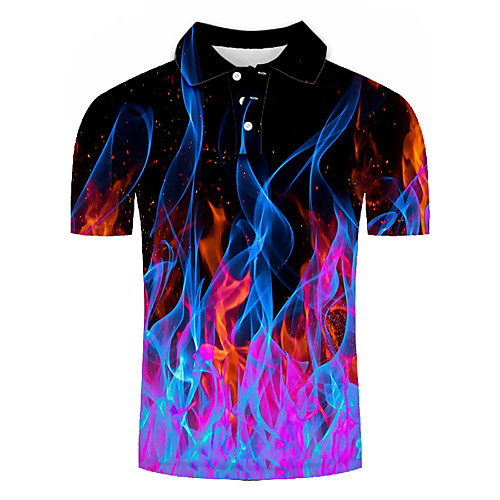 

Men's Daily Going out Basic / Exaggerated Polo - Color Block / 3D / Graphic Rainbow