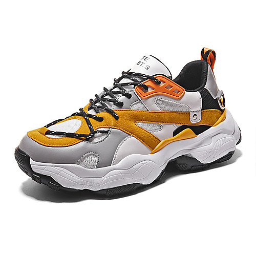 

Men's Mesh Fall / Spring & Summer Sporty / Casual Athletic Shoes Running Shoes / Walking Shoes Breathable Color Block Yellow / Black / Gray