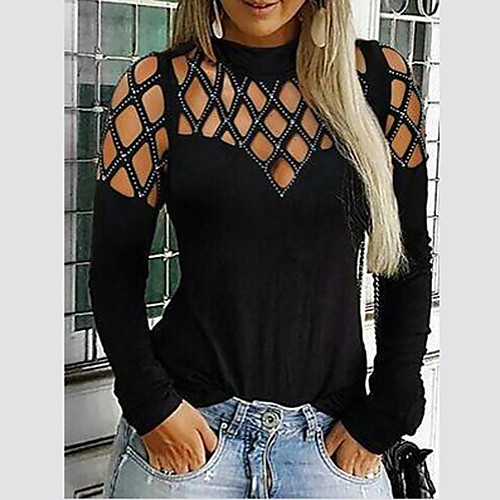 

Women's Daily T-shirt - Solid Colored Black