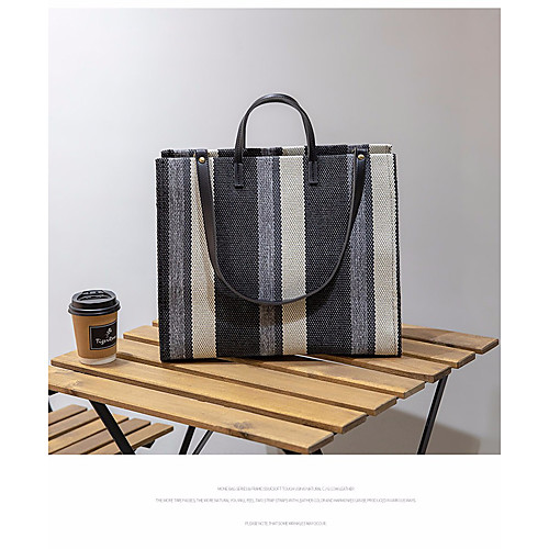 

Women's Polyester Top Handle Bag Striped Khaki / Blue / Black
