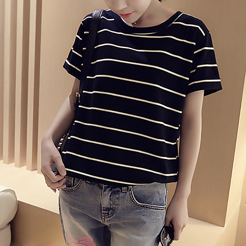 

Women's Daily T-shirt - Striped White