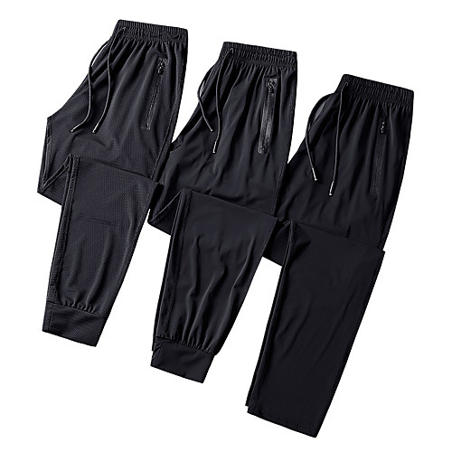 

Men's Running Pants Track Pants Sports Pants Drawstring Ice Silk Sports Bottoms Running Fitness Jogging Training Breathable Quick Dry Sweat-wicking Plus Size Solid Colored Black Dark Grey Blue Grey