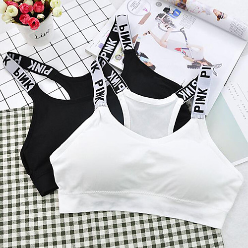 

Women's Sports Bras Full Coverage Bra Solid Colored White Black