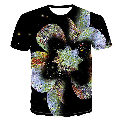 

Men's Club Weekend Street chic / Punk & Gothic T-shirt - Floral / Color Block / 3D Print Black