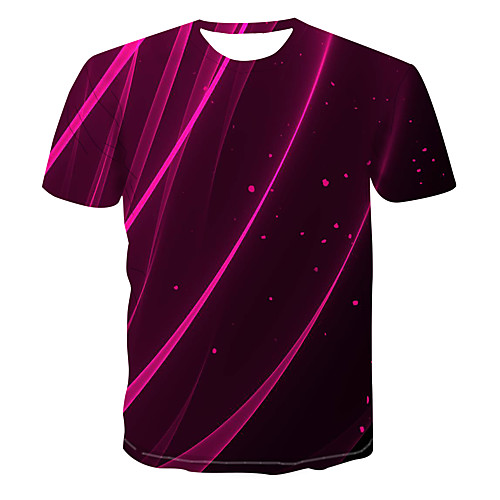 

Men's Club Weekend Street chic / Punk & Gothic T-shirt - Striped / 3D / Abstract Print Fuchsia