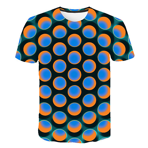 

Men's Daily Sports Street chic / Exaggerated T-shirt - Geometric / Color Block / 3D Print Rainbow
