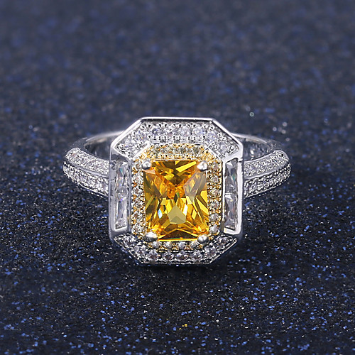 

Women's Ring Belle Ring AAA Cubic Zirconia 1pc Yellow Copper Silver-Plated Irregular Statement Luxury Party Evening Gift Jewelry Geometrical Wearable