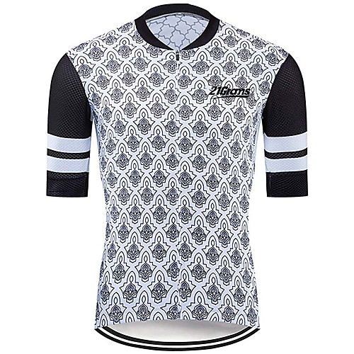 

21Grams Men's Short Sleeve Cycling Jersey 100% Polyester Black / White Plaid / Checkered Bike Jersey Top Mountain Bike MTB Road Bike Cycling UV Resistant Breathable Quick Dry Sports Clothing Apparel