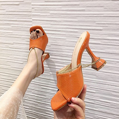 

Women's Sandals Chunky Heel Open Toe PU Summer Orange / White / Black