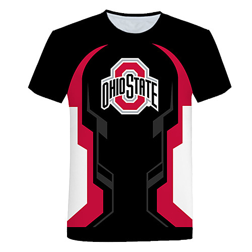 

Men's Daily Going out Basic T-shirt - Color Block / 3D / Letter Print Black
