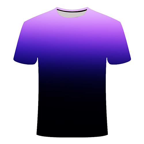 

Men's Daily Going out Basic T-shirt - Color Block / 3D Print Purple