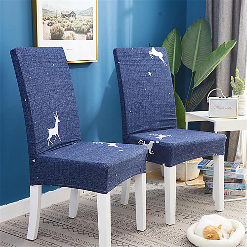 

2 Pack Deer Print Super Fit Stretch Chair Cover Stretch Removable Washable Dining Room Chair Protector Slipcovers Home Decor Dining Room Seat Cover