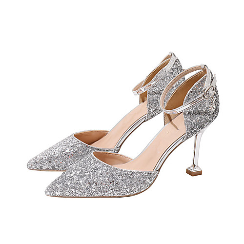 

Women's Clogs & Mules Stiletto Heel Pointed Toe Sequin Synthetics Sweet Walking Shoes Spring & Fall / Spring & Summer Pink / Silver / Wedding / Party & Evening