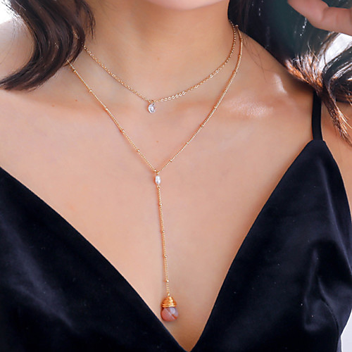 

Women's Pendant Necklace Necklace Layered Necklace Stacking Stackable Lucky Dainty Romantic Fashion Cute Zircon Chrome Stone Gold 50 cm Necklace Jewelry 1pc For Wedding Engagement Birthday Party