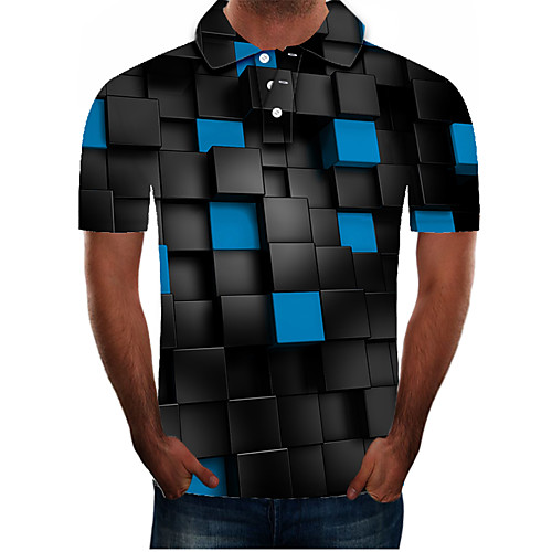 

Men's Daily Going out Street chic / Exaggerated Polo - Color Block / 3D / Graphic Black