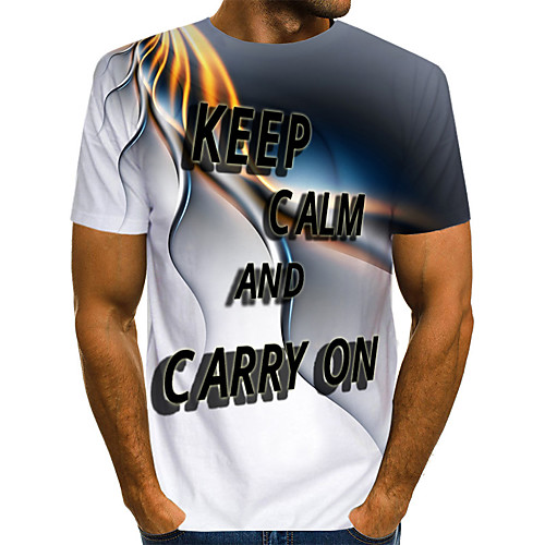 

Men's Daily Weekend Basic T-shirt - Color Block / 3D / Letter RainbowKeep Clam And Carry On Keep Calm and Carry on