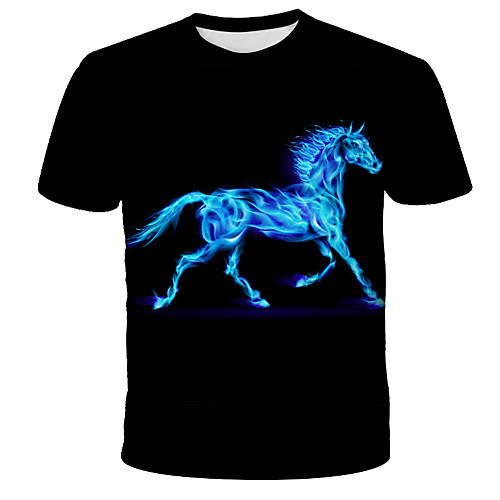 

Men's Daily Holiday Street chic / Exaggerated T-shirt - 3D / Tie Dye / Animal Wolf, Print Black