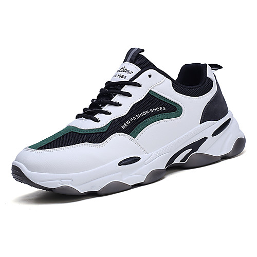 

Men's Microfiber / PU Fall / Spring & Summer Sporty / Casual Athletic Shoes Running Shoes / Walking Shoes Breathable Color Block Black and White / White / Green