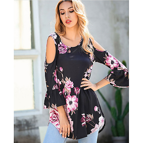 

Women's Daily Blouse - Geometric V Neck Black