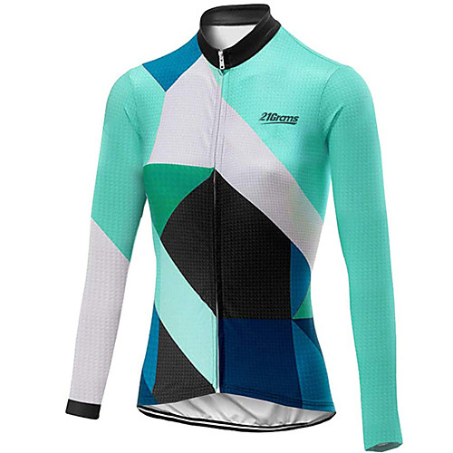 

21Grams Women's Long Sleeve Cycling Jersey 100% Polyester Black / Green Plaid / Checkered Bike Jersey Top Mountain Bike MTB Road Bike Cycling UV Resistant Breathable Quick Dry Sports Clothing Apparel