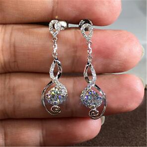 

Women's Drop Earrings Classic Fashion Stylish Imitation Diamond Silver Earrings Jewelry Silver For Gift Festival 1 Pair